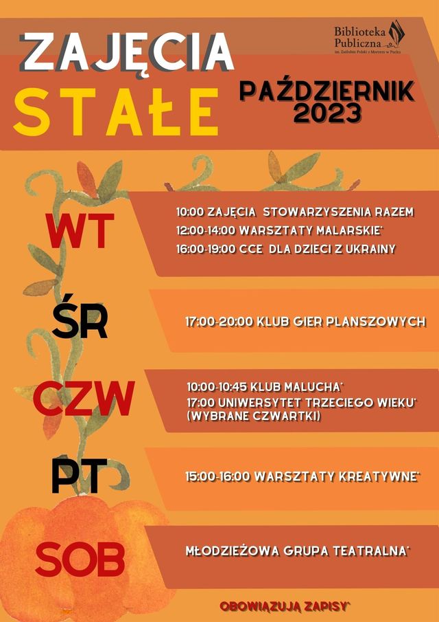 Zajęcia stałe październik